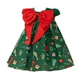 thumbnail image 3 of Mercatoo Toddler Christmas Satin Dress Baby Girls Short Sleeve A-Lined Bow Pleated Dress Christmas Part𝐲 Cute Dresses, 3 of 7