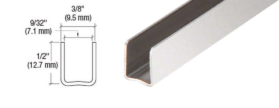 CRL SAC14PS98 Polished Stainless 1/4" Radiused Back U-Channel - 98" Stock Length