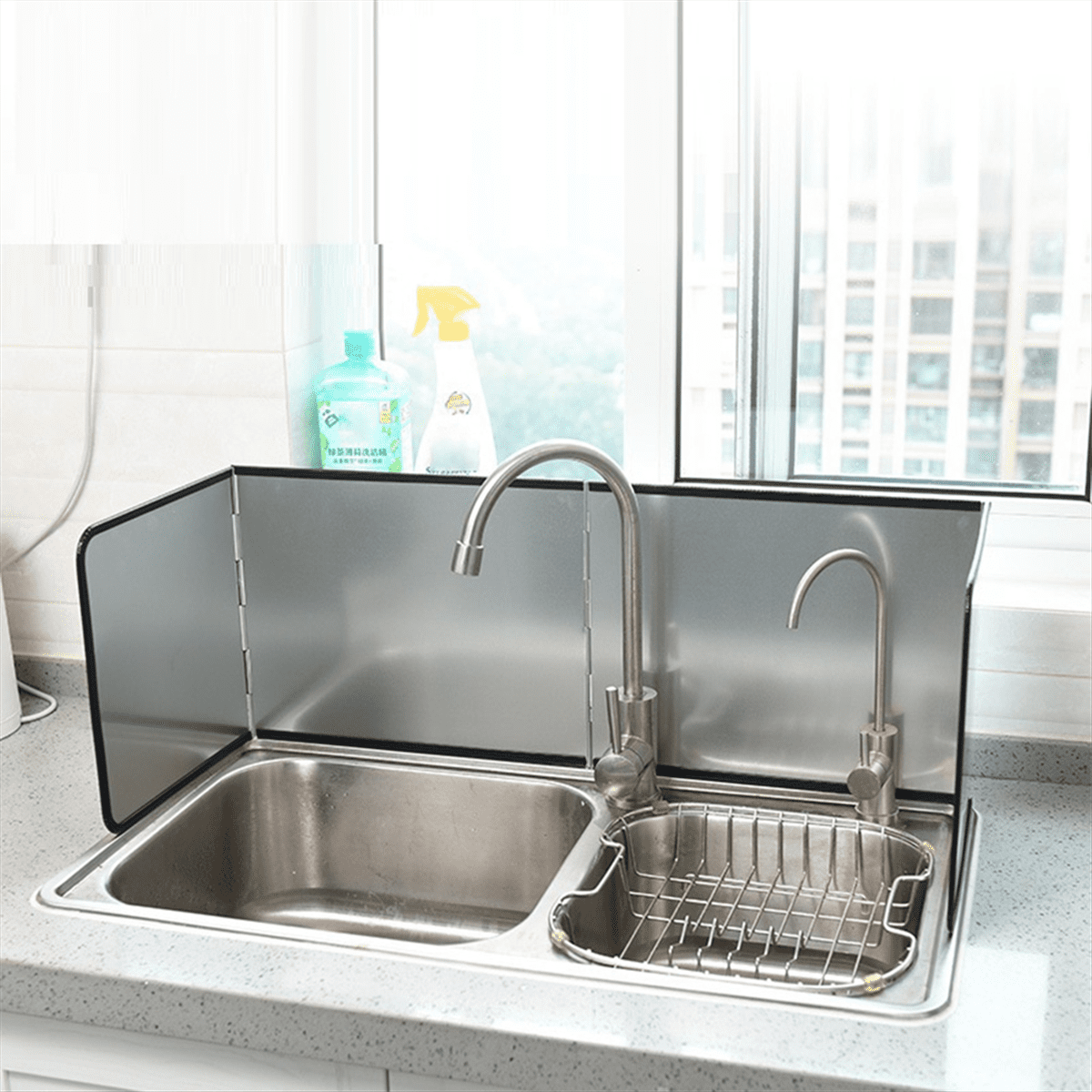Three-Sided Kitchen Oil Splash Shield Baffle Heat Isolation and Gas Stove