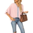 thumbnail image 2 of SAYOO Dolman manga cuello en V mujer #39;st - camisa gasa suelta Split verano Street Top SAYOO moda, 2 of 6