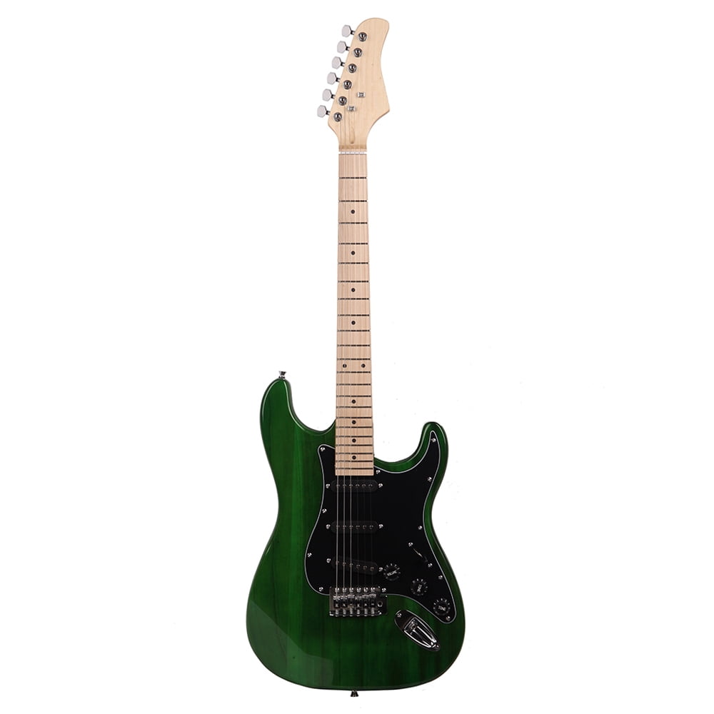 Kepooman ST Stylish Electric Guitar, Guitar Accessories Kit Include Sound, Bag, Strap, Paddles, Crank, Cable, Wrench Tool, Green