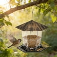 thumbnail image 2 of Mesh Tube Bird Feeders,Wild Bird Feeder for Sunflower s or Mealworm,Large Tray Weatherproof Roof for Outdoors Hanging Plastic, 2 of 4