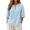 Light Blue, variant on Cotton Linen Women Blouses V Neck Plain 3/4 Sleeve Casual Blouses for Women Pullover Shirts Lightweight Loose Fit Tunic Tops, Beige, L