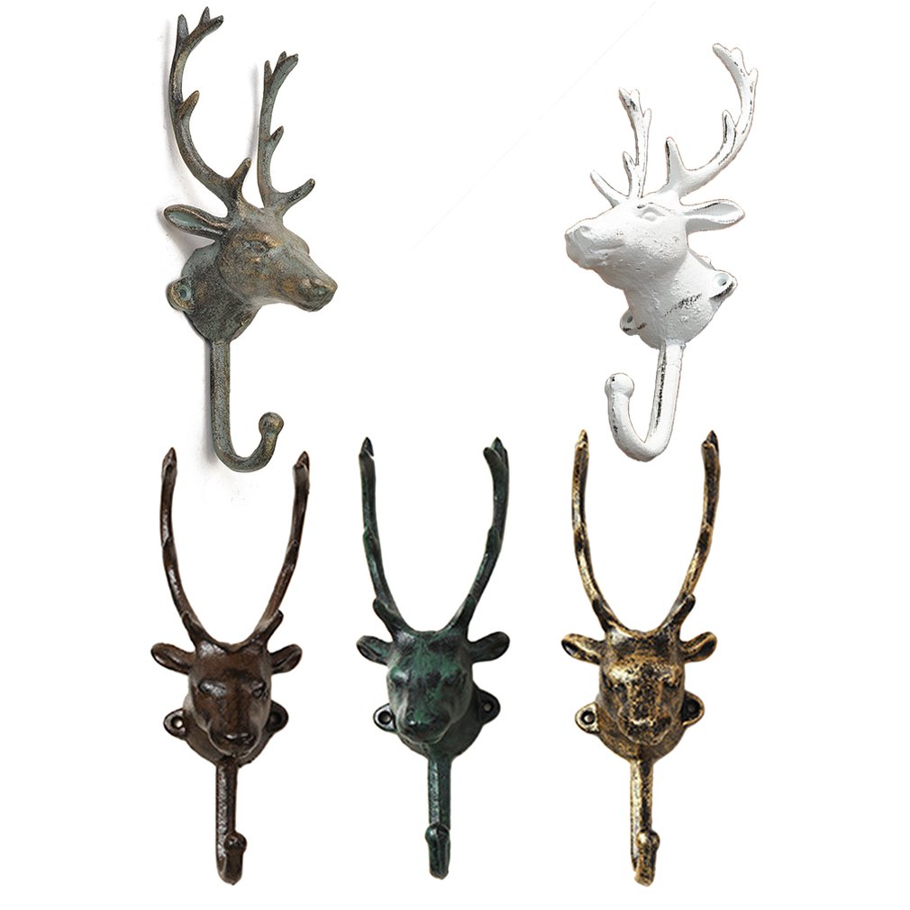 Creative Cast Iron Deer Head Horse Head Hook European Decorative Coat