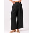 thumbnail image 2 of ZANKLEY Womens High Waist Smocked Wide Leg Flowy Pocketed Summer Lounge Beach Casual Pants, 2 of 13