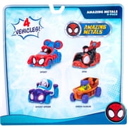 Marvel Spidey and His Amazing Friends Amazing Metals 4-Pack Die-Cast Vehicles, 3-Inch Water-Webs Cars with Built-In Characters