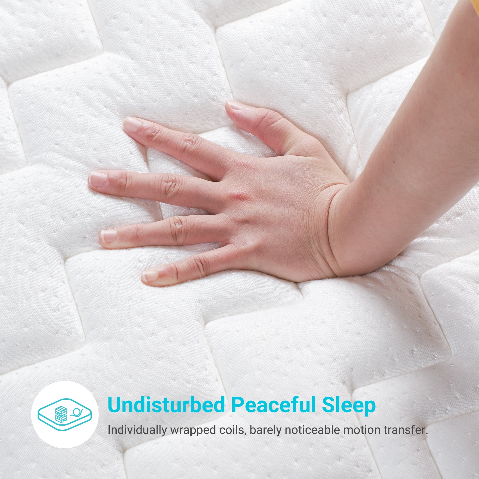 Serweet 10" Full Size Hybrid Mattress, Bamboo Charcoal Gel Memory Foam, 7-Zone Pocket Springs, Medium Firm
