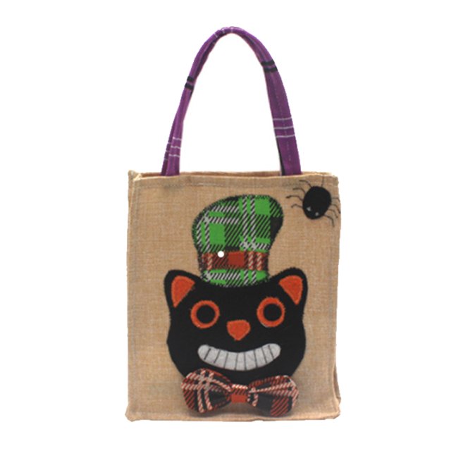 Wosthever Bolsas de asas de dulces de Halloween impresas, bolsa de azúcar de diseño único grande, textura decorativa, bolso no tejido, Tipo 2