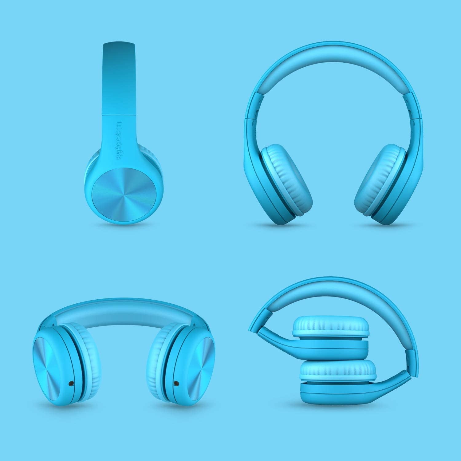 LilGadgets Connect+ Pro Wired Kids Headphones - Designed with Kids' Comfort in Mind, Child-Friendly Foldable Over-Ear Headset with In-line Microphone, Perfect for Toddlers in School, Blue