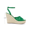 thumbnail image 2 of BLISSFUL STEP Women's Shoes Open Toe Lace Buckle Platform Espadrille Wedge Heels Sandals Green 9.5, 2 of 7