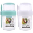 thumbnail image 2 of 2 Pack Overnight Oats Container 2-Tier Breakfast On the Go Cups with Lid and Spoon Portable Yogurt Oatmeal Container Jar Leakproof Cereal and Milk To Go Container for Students, 2 of 10