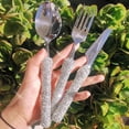 thumbnail image 4 of Stainless Steel Western Tableware Set, Classic Dinner Set, Knife, Fork, Manual Mosaic Rhinestones, Dinnerware, 3 Pieces (1), 4 of 6