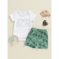 thumbnail image 3 of vera natura 2-Piece Baby Boys Set Short Sleeve Round Neck Letter Print Romper Coconut Palm Print Shorts Outfits, 3 of 8