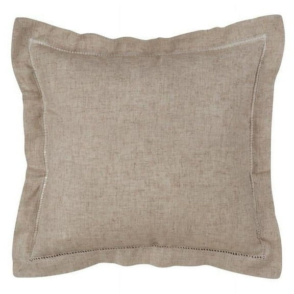 18 in. Hemstitched Poly & Linen Blend Throw Pillow Cover, Natural