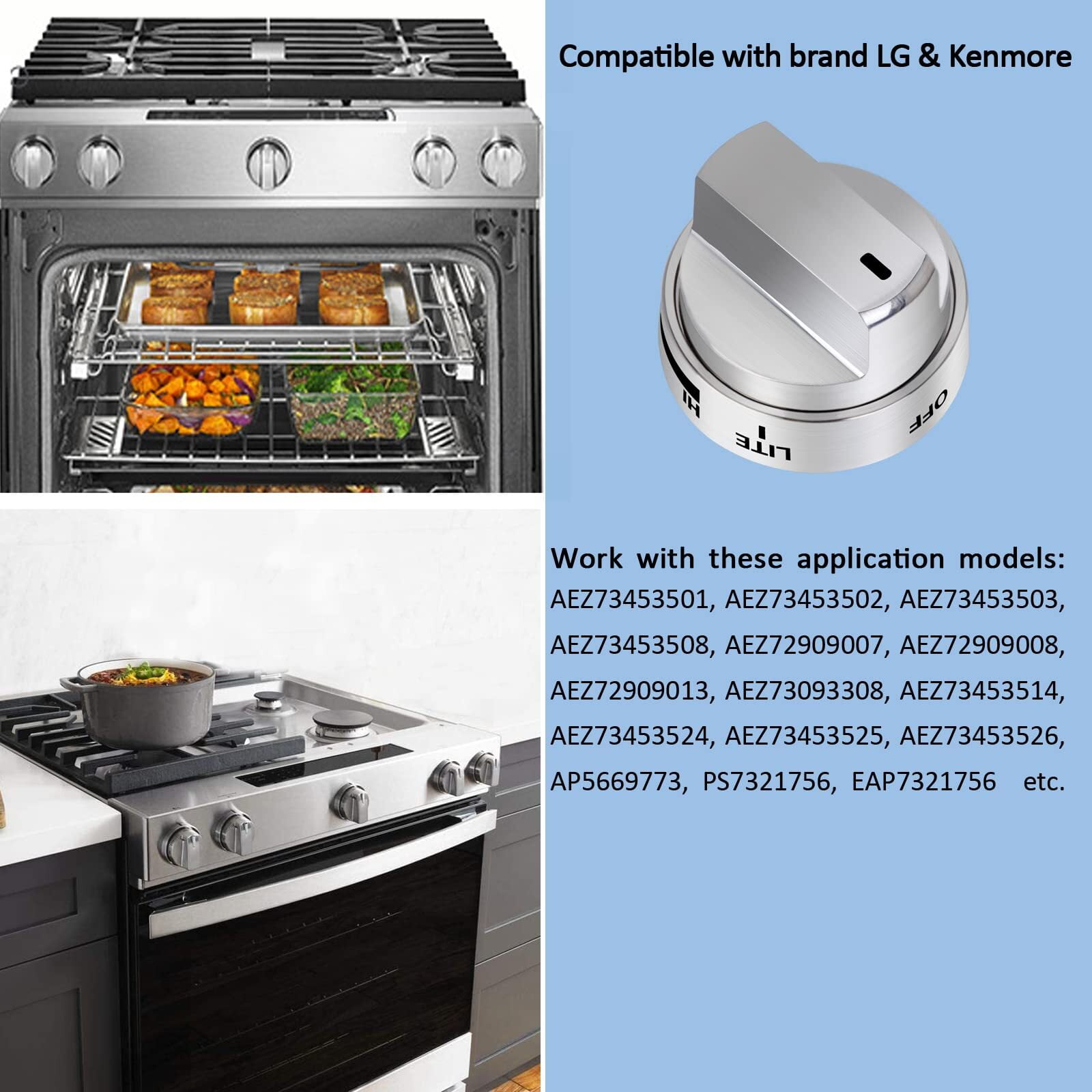 5Pcs AEZ73453509 Gas Grill Control Knobs Fits BBQ Grills For LG Oven Stove Sets