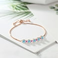 thumbnail image 3 of Gem Stone King 2.68 Ct Round Blue Apatite Pink Sapphire 18K Rose Gold Plated Silver Tennis Bracelet for Women, 3 of 3