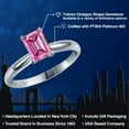 thumbnail image 2 of Gem Stone King 1.00 Cttw PT900 Platinum 900 Pink Moissanite Engagement Ring for Women | Emerald Cut 7X5MM | Gemstone Birthstone | Wedding Anniversary Promise Ring for Women | Size 8, 2 of 6