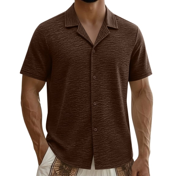 successthop Mens Button Down Short Sleeve Shirts Big and Tall Collar Shirts Casual Pullover Tops Solid Summer Clothes