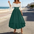 thumbnail image 6 of KICILVS Pirate Costume Women Medieval Peasant Dress Off Shoulder Button Front Layered Ruffle Skirt Cosplay Outfit, 6 of 9