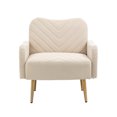 thumbnail image 2 of Velvet Accent Chair, Upholstered Armchair with Soft Backrest and Arms, Single Sofa Chair with Gold Metal Legs, Modern Side Chair Leisure Chair Reading Chair for Living Room Bedroom Office, Beige, 2 of 7