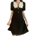 thumbnail image 4 of Mini vestido para niñas, manga corta, cintura alta, línea A, mini vestido de verano para mujer, para fiestas diarias, citas, negro M, 4 of 8