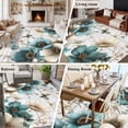 thumbnail image 5 of Teal Tulip Butterfly Area Rugs 8'x10', Washable Small Throw Rugs for Living Room Patio, Beige Turquoise Floral Grey Wooden Indoor Outdoor Rug Non-Slip Low Pile Carpet Runner Reversible Floor Mats, 5 of 8