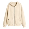 thumbnail image 4 of Lullu Toddler Girls Zip Up Hoodie Hooded Sweatshirt Solid Basic Comfort Hoodies, Sizes 4-5, 4 of 4