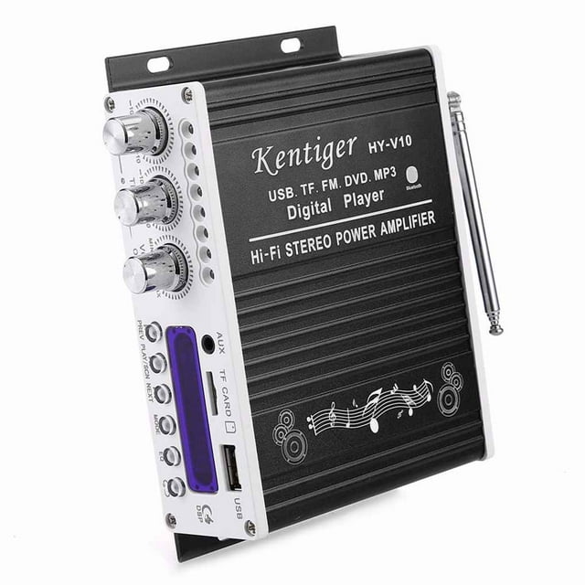 Kentiger V10 Hi-Fi Class-AB Stereo Digital Player Super Bass Bluetooth Amplifier Remote Control Wireless Car Audio Speaker