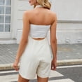 thumbnail image 4 of Trajes Sexy para las Mujeres de Verano Color Sólido Pantalones Cortos sin Mangas, Romper con Cuello en V para el Uso Diario, 4 of 8