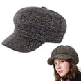 thumbnail image 2 of Boina para mujer, sombrero estilo vendedor de periódicos, gorra de estilo francés, sombreros clásicos de otoño primavera invierno, sombrero octogonal de lana a cuadros gruesos, 2 of 8