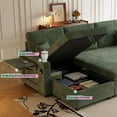 thumbnail image 2 of 83" L Shaped Sectional Sofa with Storage Ottoman Chaise, Corduroy Sofa Convertible Couches for Living Room, Green, 2 of 8