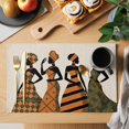 thumbnail image 2 of Black Women Placemats Set of 6, Boho Retro Tribal Southwestern Stripe Placemats for Dining Table, Place Mats for Kitchen Tabletop, Waterproof Wipeable Dining Table Mats Set, 2 of 9