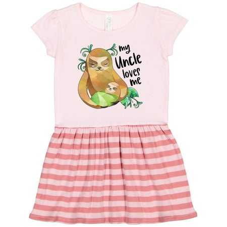 

Inktastic My Uncle Loves Me- Cute Sloth and Baby Gift Toddler Girl Dress