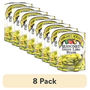 (8 pack) Margaret Holmes Seasoned Green Lima Beans, Canned Beans, 15 oz
