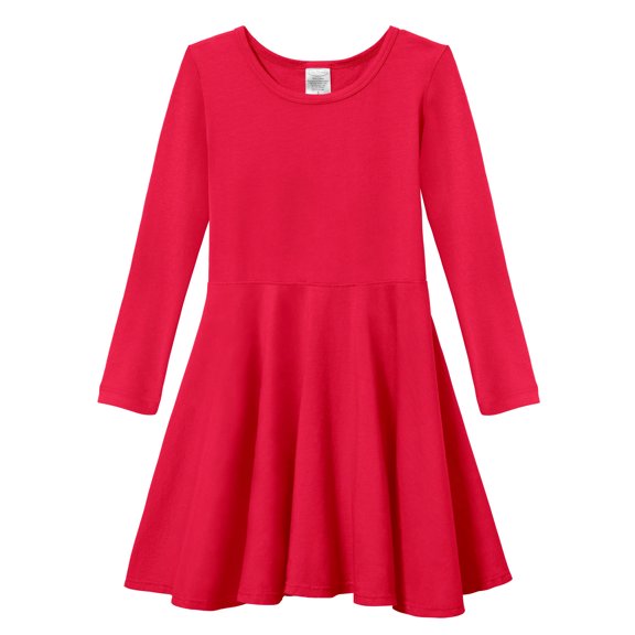 Girls Soft Cotton Jersey Long Sleeve Twirly Dress | Candy Apple