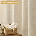thumbnail image 4 of Linen Shower Curtain Beige Boho Farmhouse Shower Curtains for Bathroom Natural Cloth Cotton Fabric Liner Cream 72 x 72 Inch Modern, 4 of 7