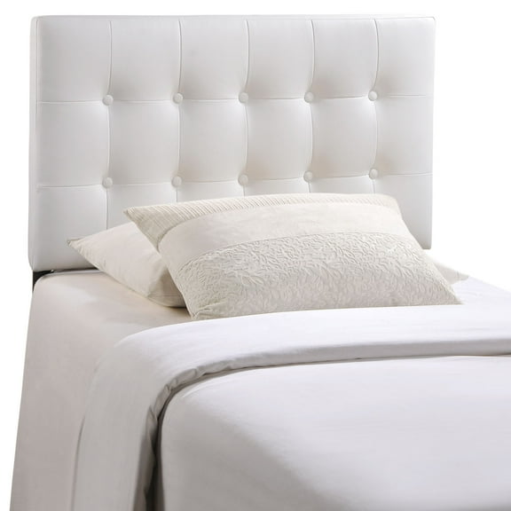 Modern Contemporary Twin Size Fabric Headboard, Ivory Fabric
