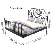 ROZYARD Vintage Iron Bed For 1/12 Scale Dollhouses Decoration Miniature Furniture Model