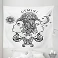 thumbnail image 1 of Zodiac Gemini Tapestry, Romantic Horoscopes Day and Night with Happy and Sad Faces, Fabric Wall Hanging Decor for Bedroom Living Room Dorm, 5 Sizes, Black and White, by Ambesonne, 1 of 1