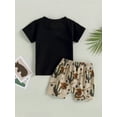 thumbnail image 5 of Baby Boy Summer Clothes Letter T Shirt 6M 12M 18M 24M 3Y Cow Print Retro Boho Jogger Pants Toddlers Country Cowboy Shorts Set, 5 of 10