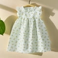 thumbnail image 2 of Gubotare Tutu Dresses for Toddler Girls Girls Flutter Sleeves Princess Cartoon Printed Dress Toddlers Spring Summer Dress 5T 6T (Green,5-6 Years), 2 of 6