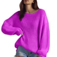thumbnail image 5 of Purple Womens Sweaters Womens Sweater Oversized Roll Neck Cotton Long Sleeve Casual Soft Chunky Sweaters Crochet Knit Pullover Tops Fall Outfits for Women 2025, 5 of 6