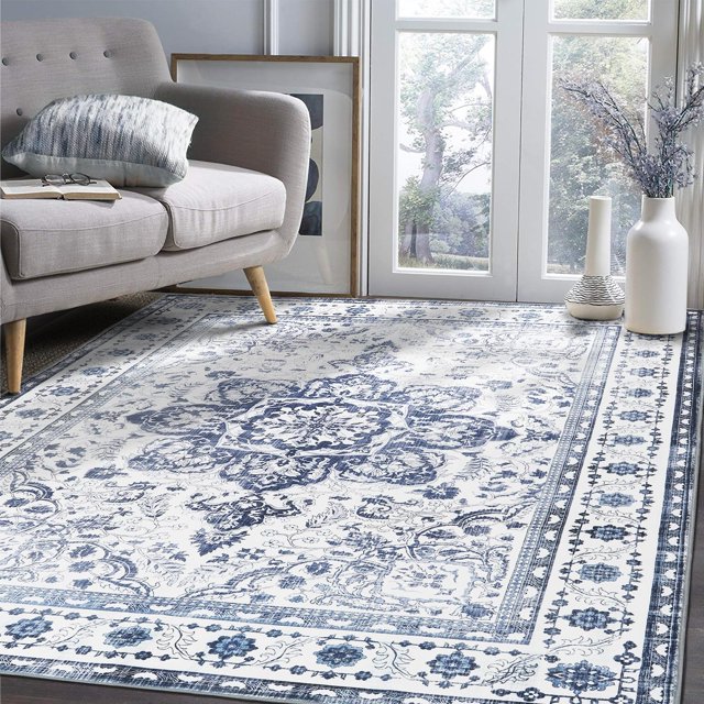 Area Rugs for Entryway x Lightweight Machine Washable Rug Vintage Area Rugs for Bedroom Neutral Bathroom Mat Indoor Carpet for Playroom Office Living Room(Grey xft)