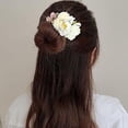 thumbnail image 2 of Xiao Hua Paquete de 4 peinetas laterales de metal con flores artificiales, pinzas para el pelo con dientes, lazos florales, horquillas, pasadores, pinzas, tocados para mujer, decoración de bodas., 2 of 5