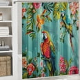 thumbnail image 6 of Orinice Parrot Shower Curtain Birds Shower Curtain Plant Leaves Floral Pattern Bathroom Decor Polyester Fabric 60x72, 6 of 7