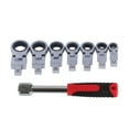 thumbnail image 1 of Juego de 8 herramientas de acero de aleación con cabezal flexible de 180° y llave de trinquete para mantenimiento de tuberías, 1 of 15