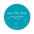 thumbnail image 1 of Darling Souvenir Round 45 Pcs Dandelion Wishes Save The Date Stickers Personalized Bride Groom Names And Date Envelope Seals - Turquoise, 1 of 4