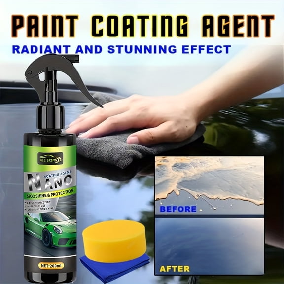 NANO Crystal Plating Agent - Hydrophobic Ceramic Coating for Cars | Long-Lasting Paint Protection & Weather Resistance | Easy Apply Sealant Wax with Sleek Bottle Design