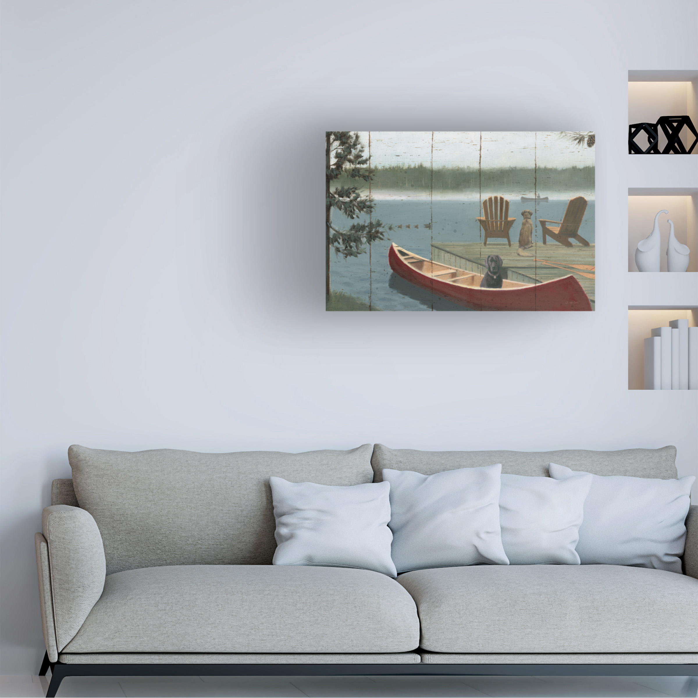 James Wiens 'Lodge Trail no Cabin and Geese' Canvas Art