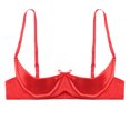 thumbnail image 3 of zdhoor Women's Satin Balconette Bra Demi Half Cup Push Up Underwire Bra Lingerie Shelf Bra Tops Red S, 3 of 7